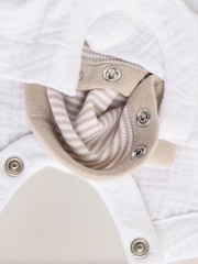 White/Neutral Baby Woven Dungaree and Striped Bodysuit Set (0mths-2yrs) - Image 10 of 10