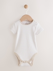 White/Neutral Baby Woven Dungaree and Striped Bodysuit Set (0mths-2yrs) - Image 3 of 10