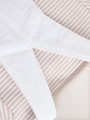 White/Neutral Baby Woven Dungaree and Striped Bodysuit Set (0mths-2yrs) - Image 8 of 10