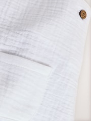 White/Neutral Baby Woven Dungaree and Striped Bodysuit Set (0mths-2yrs) - Image 9 of 10