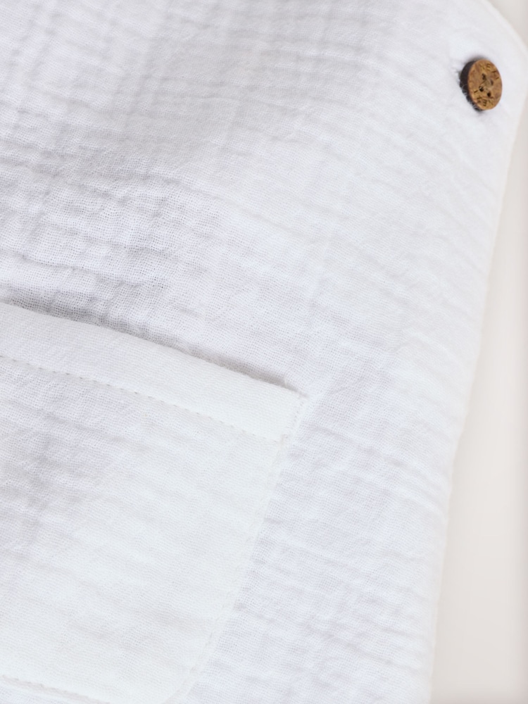 White/Neutral Baby Woven Dungaree and Striped Bodysuit Set (0mths-2yrs) - Image 9 of 10
