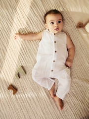Blanco - Mameluco con diseño tejido de algodón 100 % para bebé (0 meses - 2 años) - Imagen 1 de 4