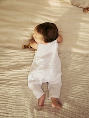 Blanco - Mameluco con diseño tejido de algodón 100 % para bebé (0 meses - 2 años) - Imagen 3 de 4