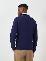 Crew Clothing Company Blue Navy 100% Cotton Crew Neck Jumper - Image 2 of 5