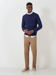 Crew Clothing Company Blue Navy 100% Cotton Crew Neck Jumper - Image 3 of 5