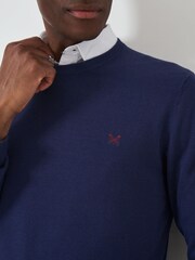 Crew Clothing Company Blue Navy 100% Cotton Crew Neck Jumper - Image 4 of 5