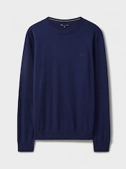 Crew Clothing Company Blue Navy 100% Cotton Crew Neck Jumper - Image 5 of 5