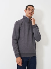 Crew Clothing Grey Light Classic Quarter Zip Sweatshirt - Image 1 of 5