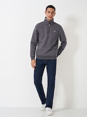 Crew Clothing Grey Light Classic Quarter Zip Sweatshirt - Image 3 of 5
