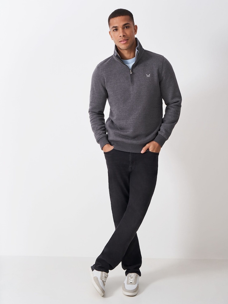 Buy Crew Clothing Grey Light Classic Quarter Zip Sweatshirt from