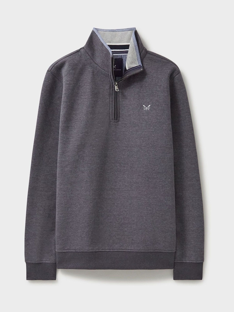 Crew Clothing Grey Light Classic Quarter Zip Sweatshirt - Image 5 of 5