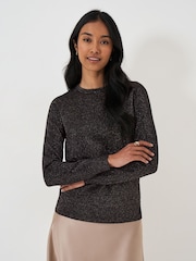 Crew Clothing Black Lula Sparkle Crew Neck Knit Jumper - Image 1 of 5