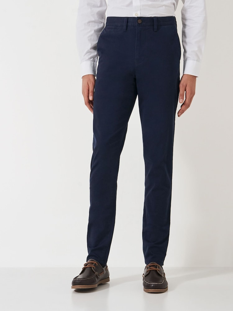 Crew Clothing Company Blue Light Slim Chinos Trousers - Image 3 of 5