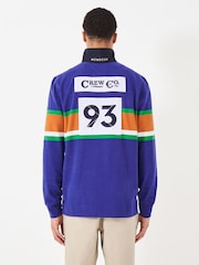 Crew Clothing Company Blue Long Sleeve Embroidered Stripe Rugby 100% Cotton Shirt - Image 3 of 5