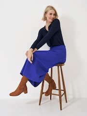 Crew Clothing Blue Dana 100% Cotton Poplin Skirt - Image 1 of 5