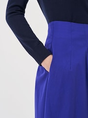Crew Clothing Blue Dana 100% Cotton Poplin Skirt - Image 4 of 5