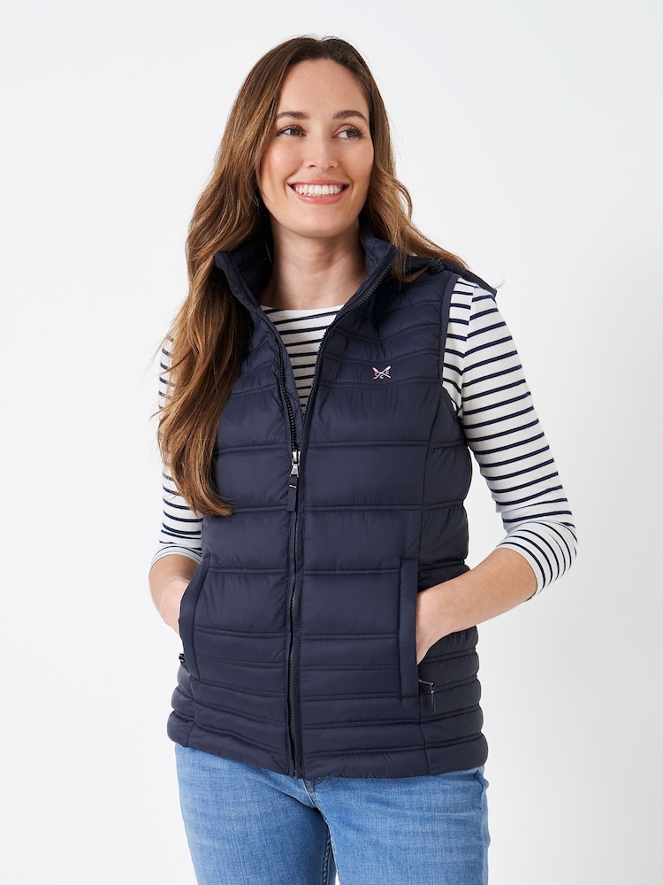 Crew Clothing Blue Lightweight Hooded Gilet - Image 1 of 5