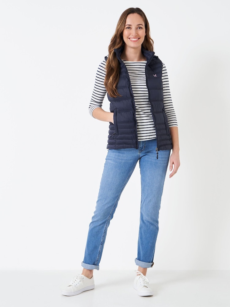 Crew Clothing Blue Lightweight Hooded Gilet - Image 3 of 5