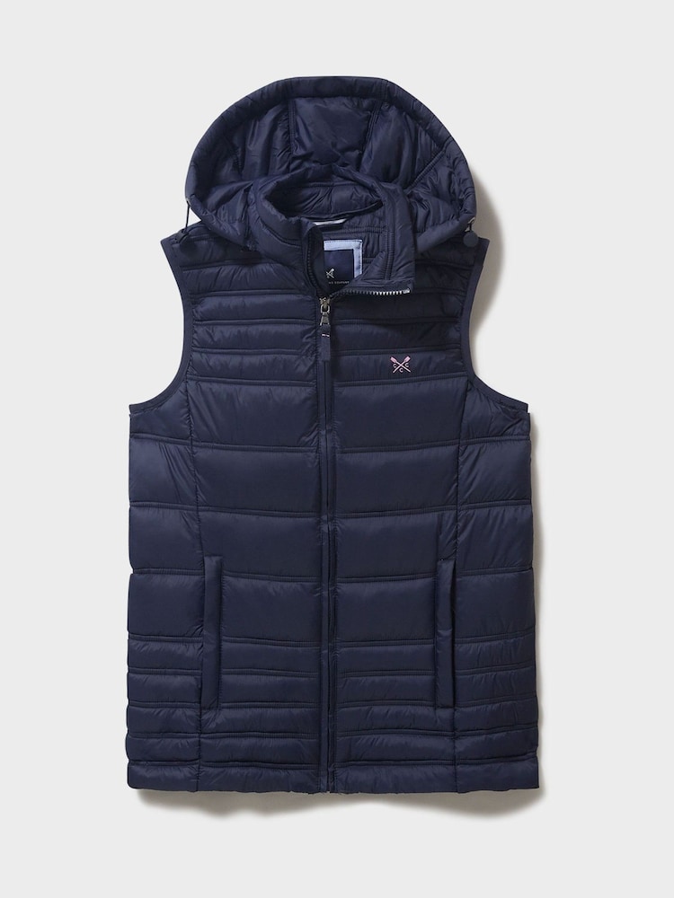 Crew Clothing Blue Lightweight Hooded Gilet - Image 5 of 5
