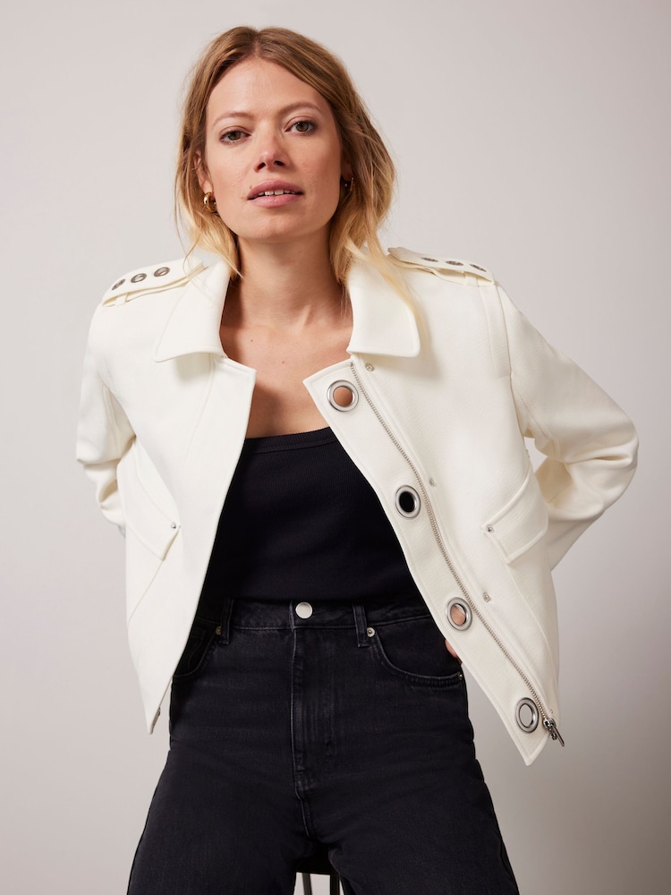 Mint Velvet Cream Eyelet Detail Jacket - Image 2 of 9