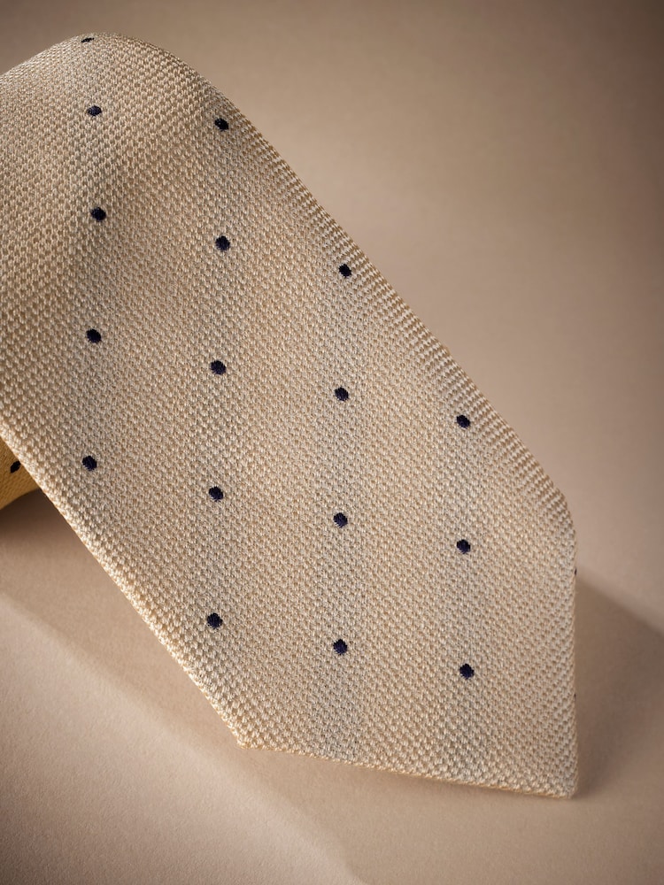 Neutral Brown/Navy Blue Signature Made In Italy Polka Dot Tie - Image 2 of 4