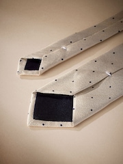 Neutral Brown/Navy Blue Signature Made In Italy Polka Dot Tie - Image 3 of 4