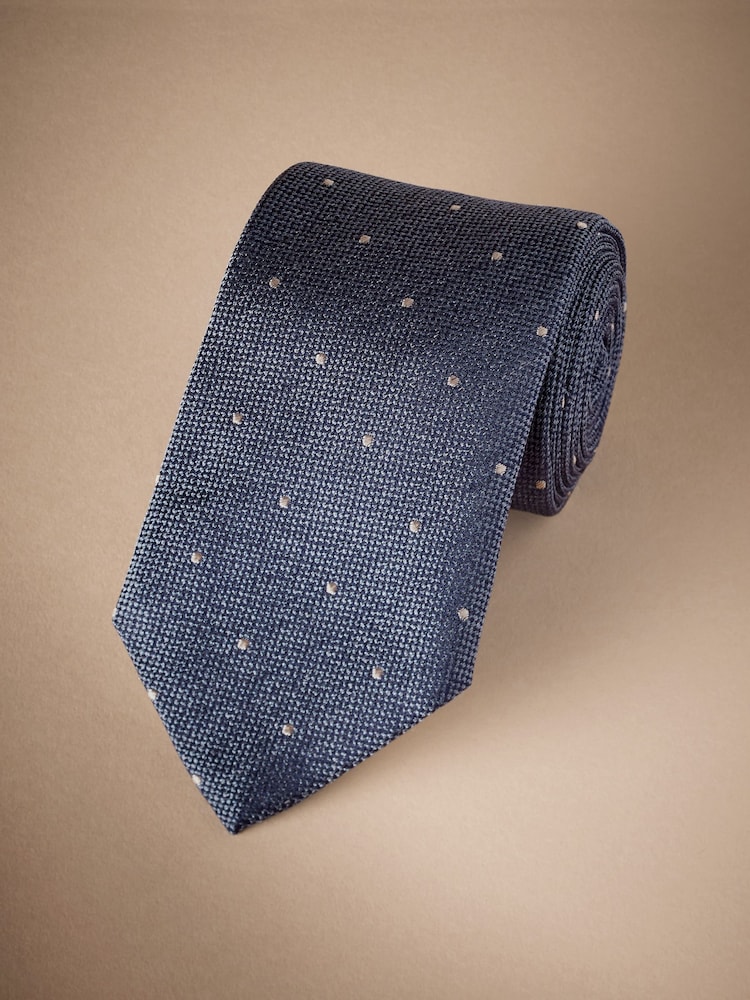 Steel Blue/Neutral Brown Signature Made In Italy Polka Dot Tie - Image 1 of 4 Steel Blue/Neutral Brown Signature Made In Italy Polka Dot Tie - Image 1 of 4