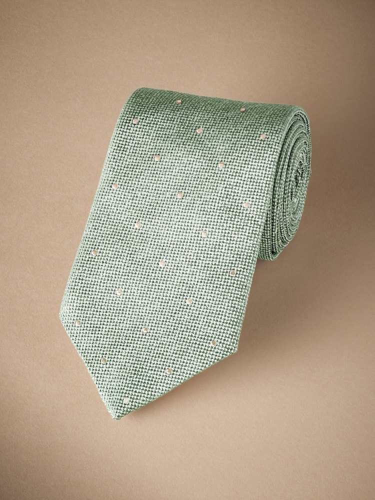 Sage Green/Neutral Brown Signature Made In Italy Polka Dot Tie - Image 1 of 4