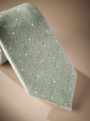 Sage Green/Neutral Brown Signature Made In Italy Polka Dot Tie - Image 3 of 4