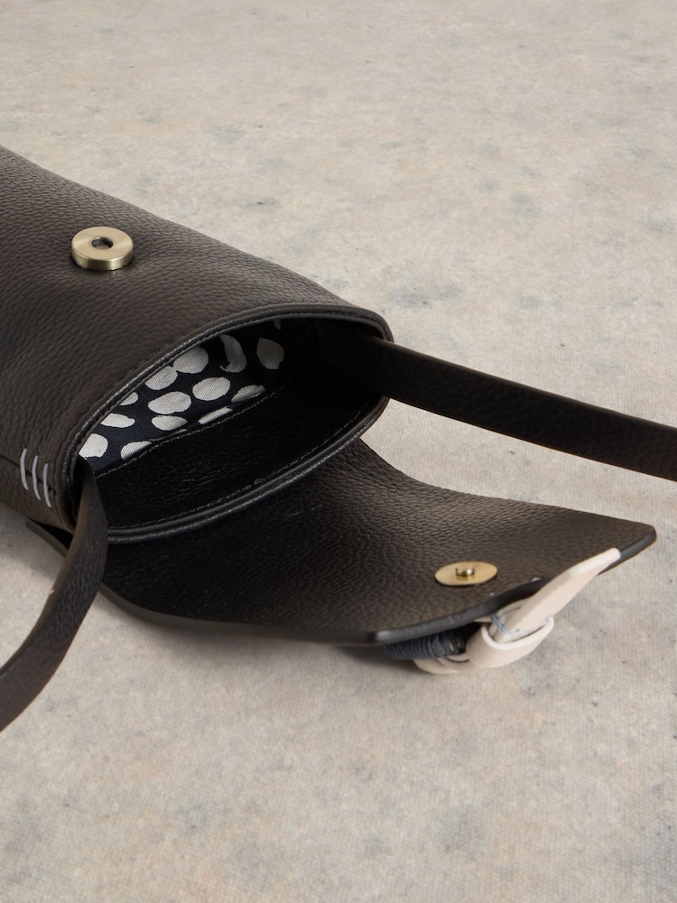 White Stuff Black Clara Buckle Leather Phone Bag - Image 3 of 4