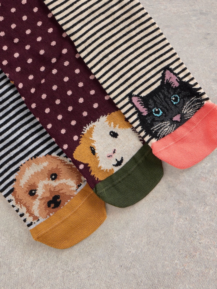White Stuff Natural Pet Pals Ankle Sock 3 Pack - Image 2 of 2 White Stuff Natural Pet Pals Ankle Sock 3 Pack - Image 2 of 2