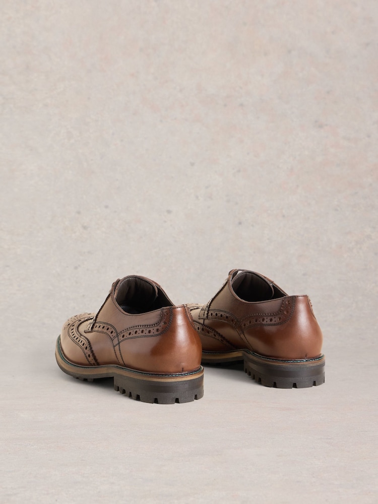 White Stuff Brown Arlo Brogue Leather Shoes - Image 3 of 4