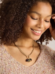 White Stuff Gold Tone Iris Drop Stone Necklace - Image 1 of 3