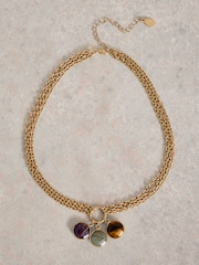 White Stuff Gold Tone Iris Drop Stone Necklace - Image 2 of 3