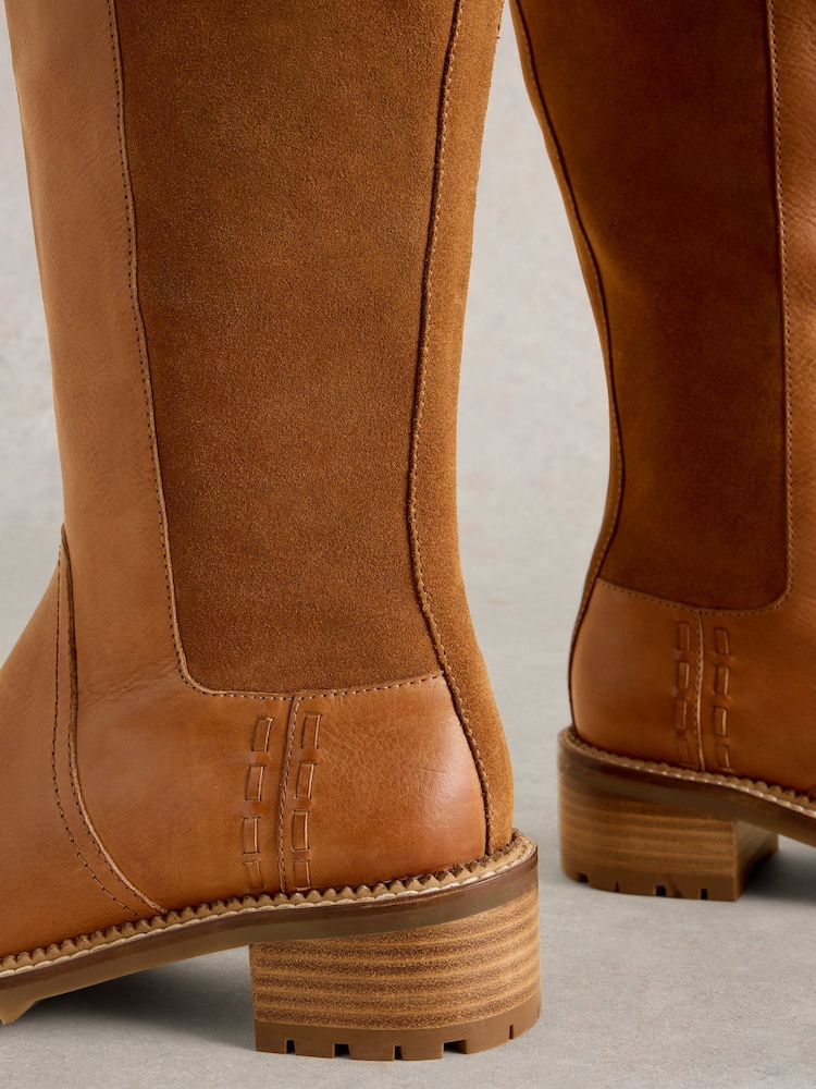 White Stuff Brown Serena Leather Knee High Boots - Image 4 of 4