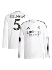 adidas White Real Madrid Home Long Sleeve Shirt 2024-25 - Image 1 of 3