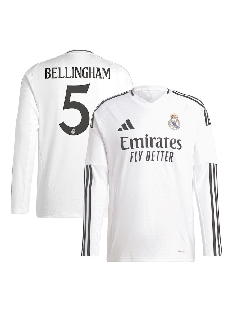 adidas White Real Madrid Home Long Sleeve Shirt 2024-25 - Image 1 of 3