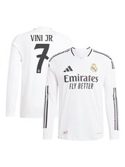 adidas White Long Sleeve Real Madrid Home Authentic Shirt 2024-25 - Image 1 of 3