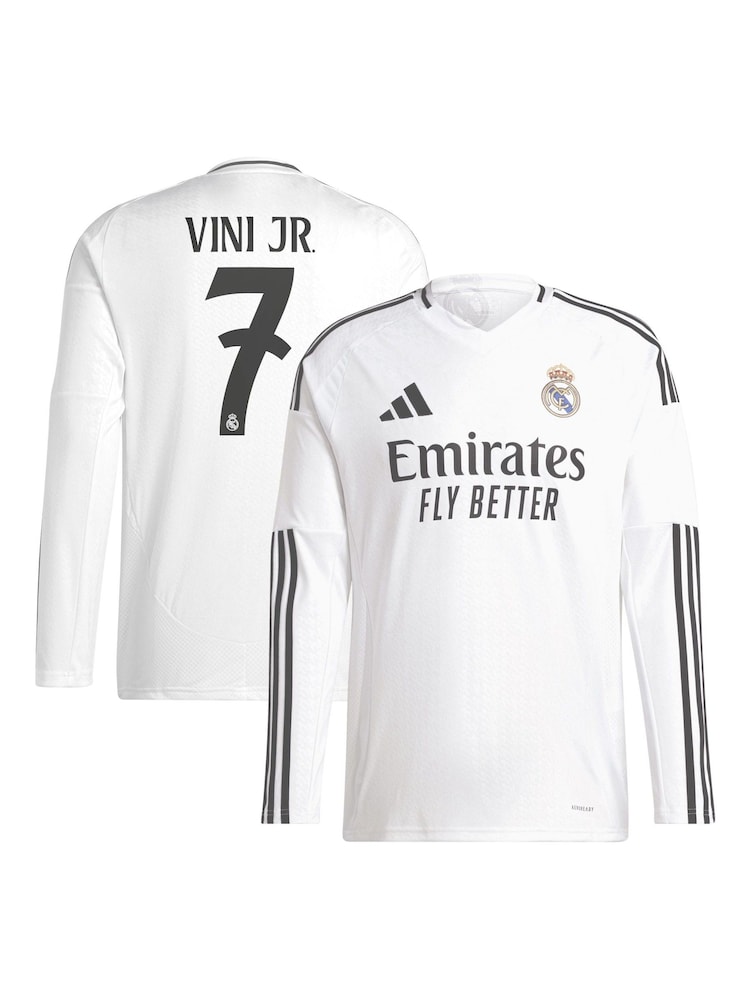 adidas White Real Madrid Home Long Sleeve Shirt 2024-25 - Image 1 of 3
