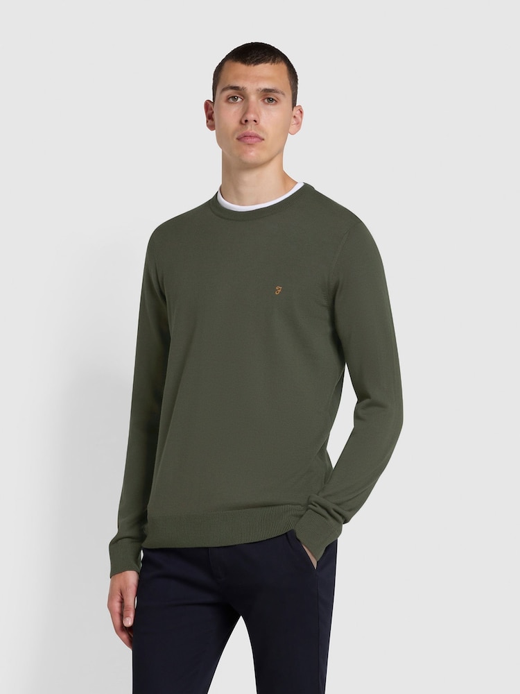 Farah Mullen Pullover aus Merinowolle, Grün - Bild 1 von 4