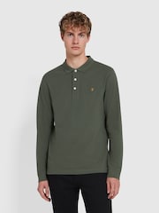 Farah Green Blanes Long Sleeve Polo Shirt - صورة 1 من 5