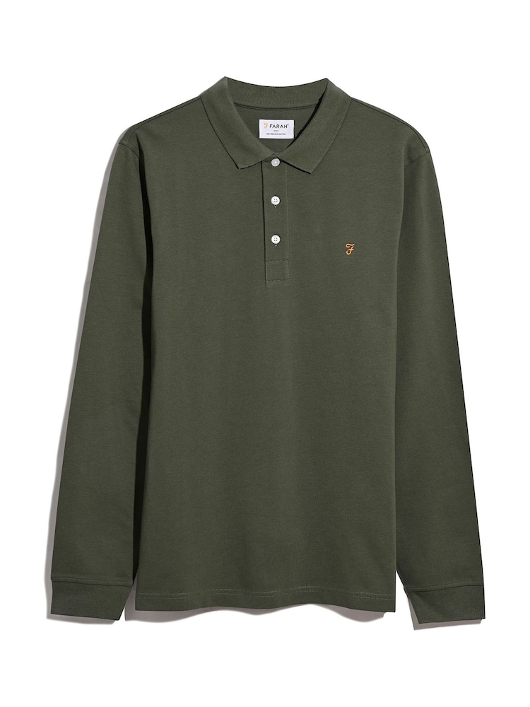 Farah Green Blanes Long Sleeve Polo Shirt - صورة 5 من 5