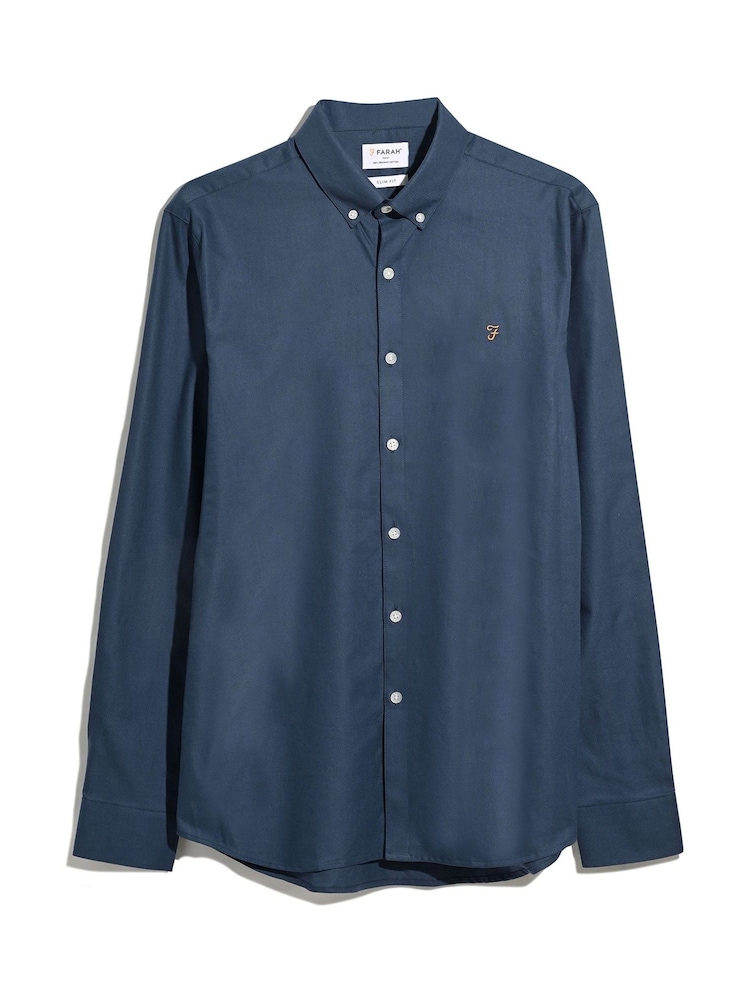Farah Blue Brewer Long Sleeve Shirt - Image 5 of 5