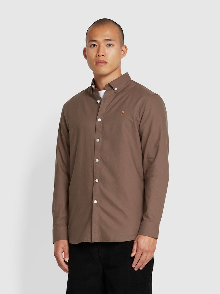 Farah Grey Brewer Long Sleeve Shirt - Image 1 of 5