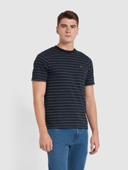 Farah Blue Pell Textured Stripe T-Shirt - Image 1 of 5