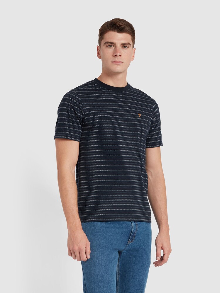 Farah Blue Pell Textured Stripe T-Shirt - Image 1 of 5