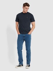 Farah Blue Pell Textured Stripe T-Shirt - Image 2 of 5