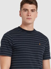 Farah Blue Pell Textured Stripe T-Shirt - Image 4 of 5