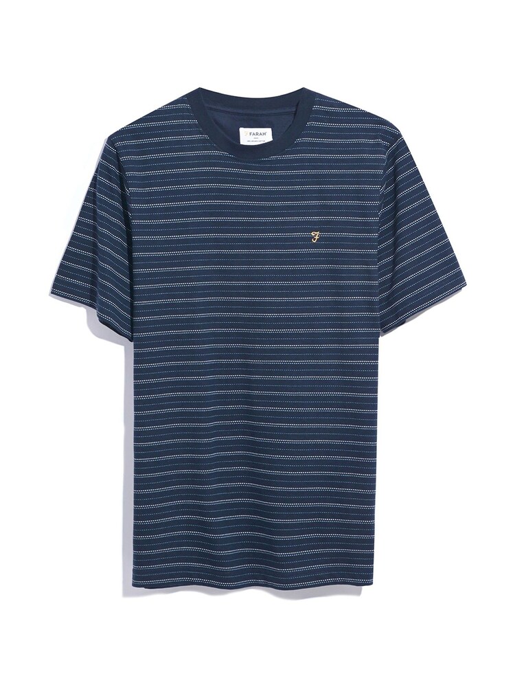 Farah Blue Pell Textured Stripe T-Shirt - Image 5 of 5