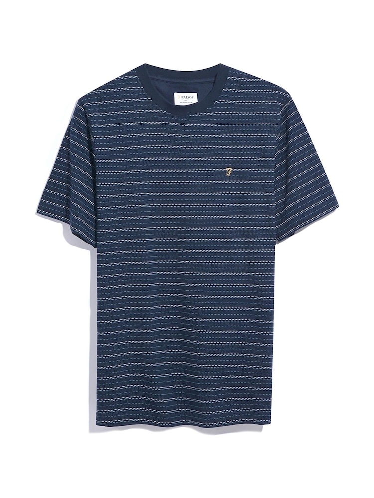 Farah Blue Pell Textured Stripe T-Shirt - Image 5 of 5 Farah Blue Pell Textured Stripe T-Shirt - Image 5 of 5
